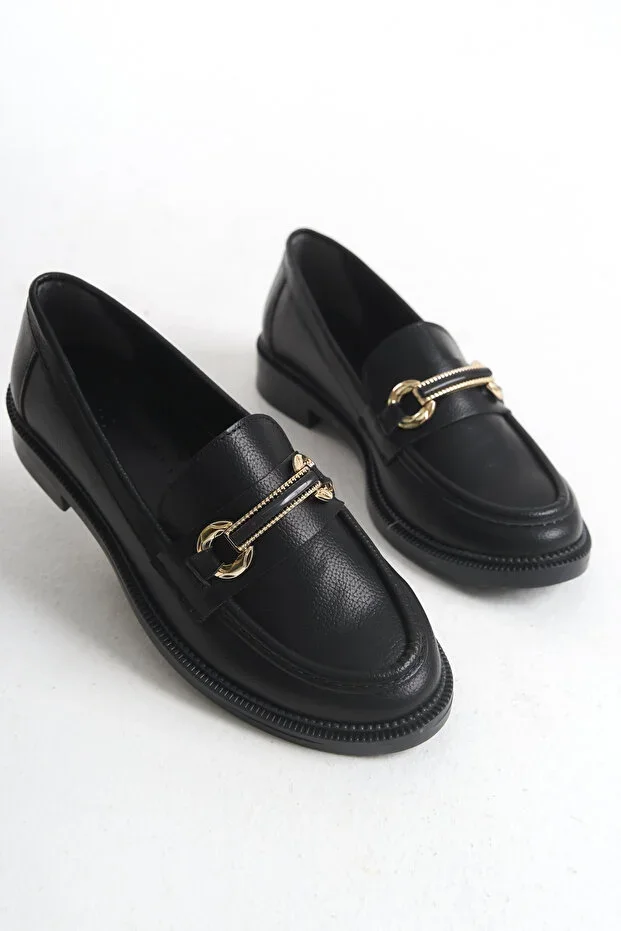 Women's Loafer BELT BUCKLE Black Casual Shoes