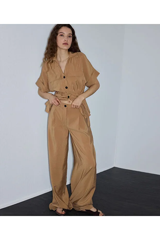 Modal content wide leg pants