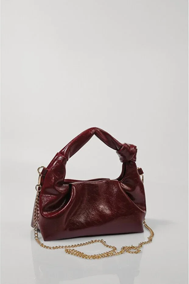 Women's Burgundy Mini Chain Handbag and Shoulder Bag