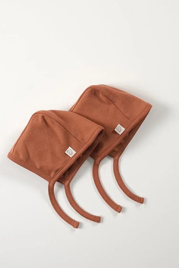 Becky Organic Baby Hat Terracotta Color 2 Pieces 100% Cotton Baby Beanie
