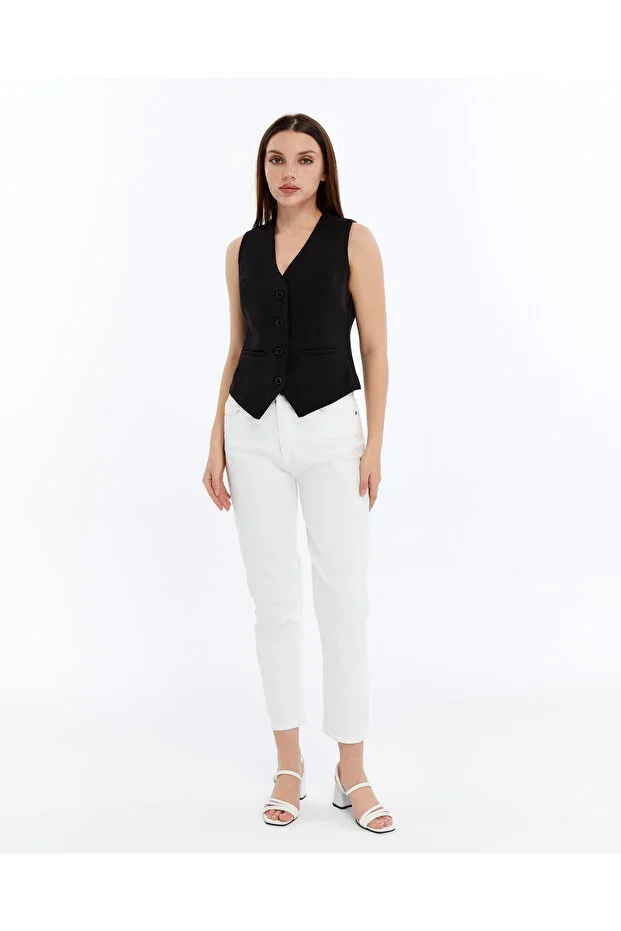 Women's Slim Fit Short Woven Vest