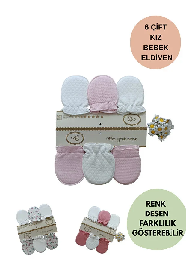 6 Pairs Baby Girl Gloves 100% Cotton Special Gloves for Babies Newborn Gift