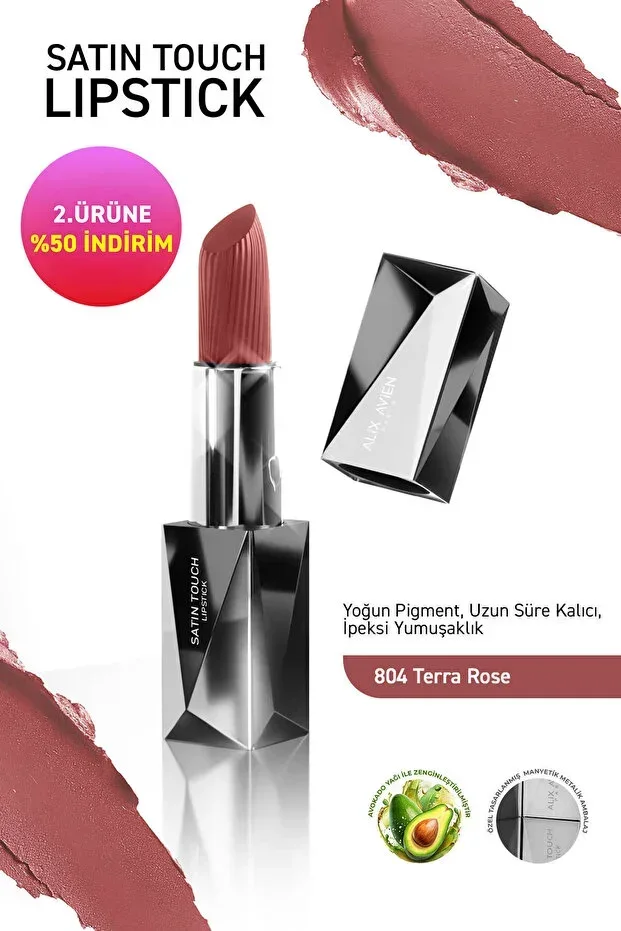 Long-Lasting Moisturizing Smooth Effect Semi-Matte Lipstick - Satin Touch Lipstick 804 Terra Rose