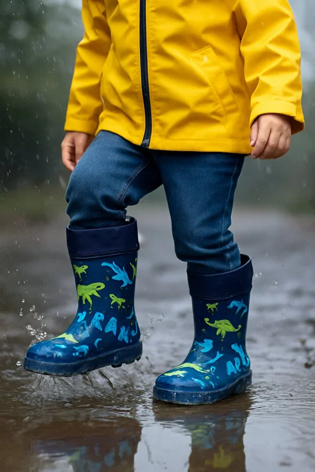 EMEKPLASTİK Children's Boots Snow Boots Waterproof Rain and Snow Boots Fur Lined Boots