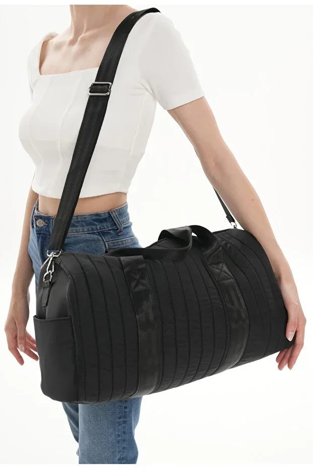 Unisex Quilted Pocket Long Strap Women's and Men's Travel Fitness and Sports Bag