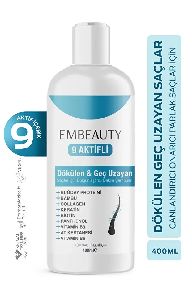 Embeauty 9 Active Anti-Hair Loss Fast Hair Growth & Repairing Volumizing Nourishing Shampoo 400 ML