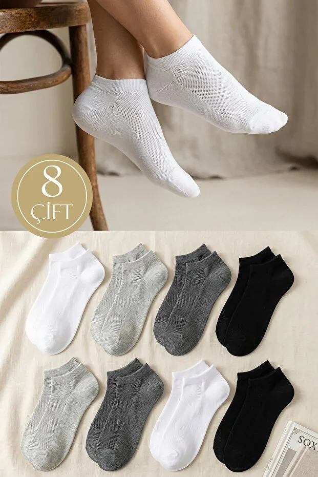 8 Pairs Cotton Trousers Socks White