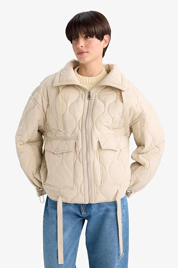 Waterproof Relax Fit Ecru Women's Jacket G0770AX/ER128