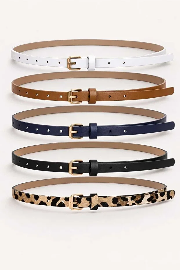 5-Piece Set Thin Gold Buckle Belt