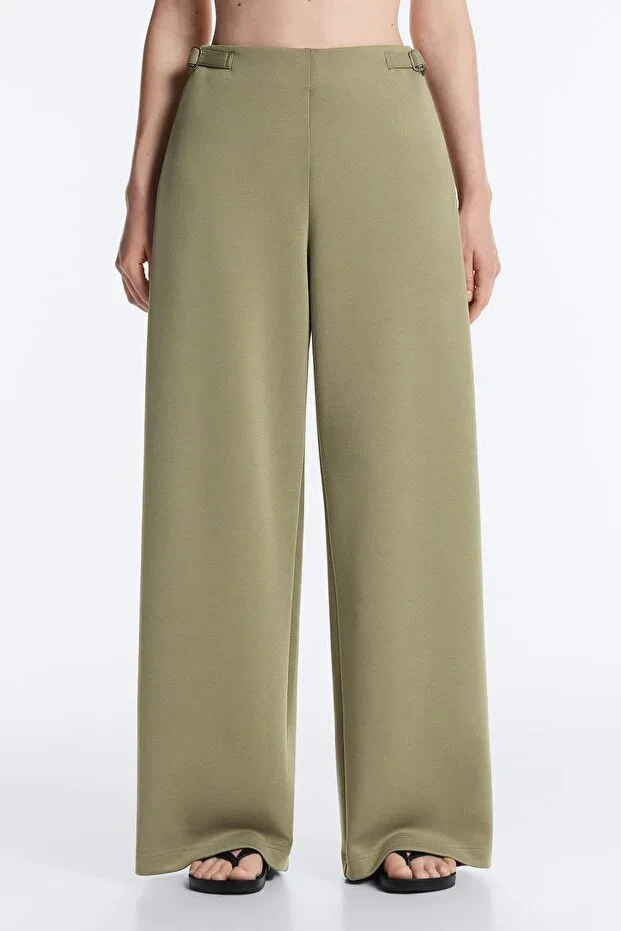Oysho High rise pike buckle wide leg trousers