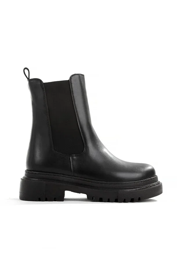 Black Thermo Non-Slip Side Elastic Zipperless Boot Boot & Bootie
