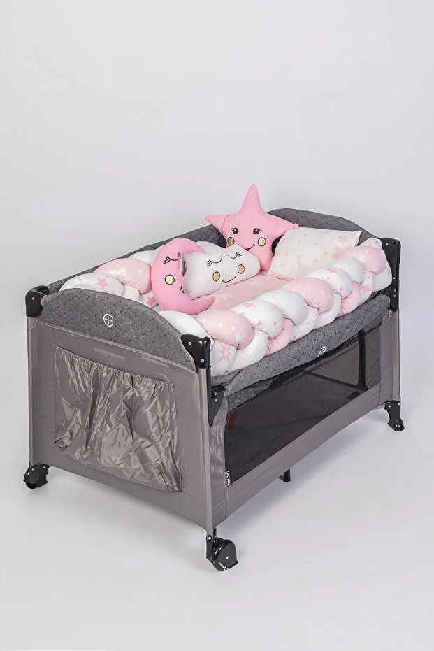 Knitted Bumper Baby Crib and Playpen Sleep Set 7 Pieces