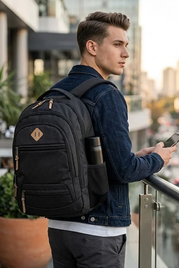 Gk19 School Backpack Student Daily Travel Holiday Sports Hiking Travel Trip Camping Daily Black