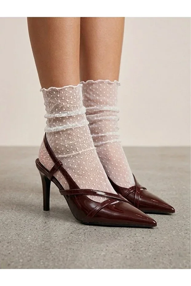 Small White Polka Dot Tulle Socks