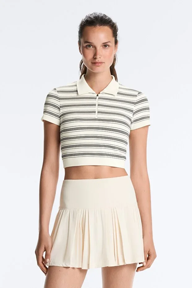 Oysho Seamless striped short-sleeved polo