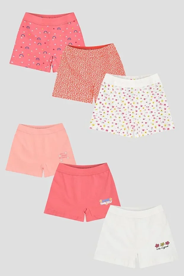 6-Pack Girls' Cotton Spring & Flower Mixed Boxer Shorts
