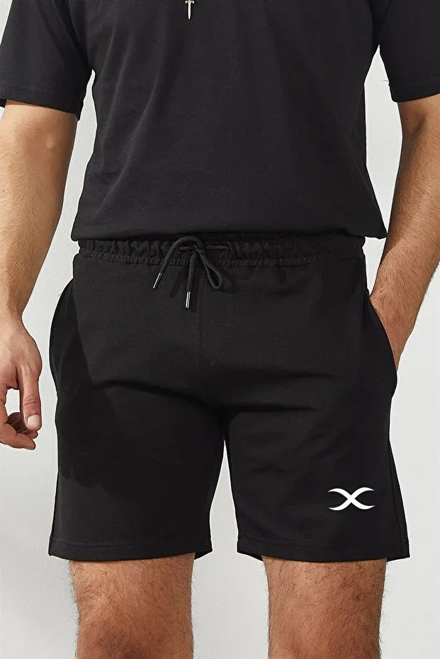 Men's Black Cotton Jersey Shorts Basketball Football Fitness Sports Exercise Running Bermuda