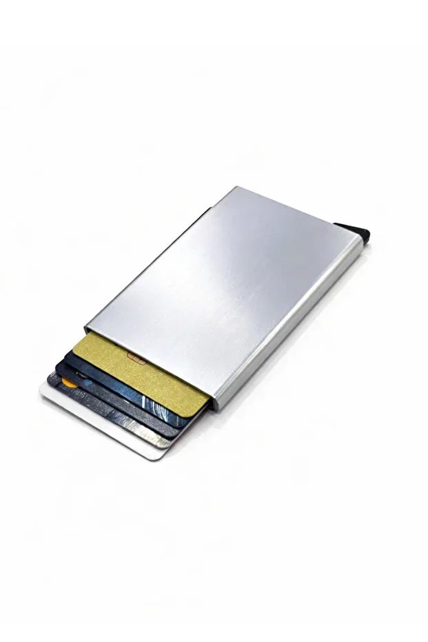 Mechanism Card Holder Slim Card Ejecting Silver Aluminum Box