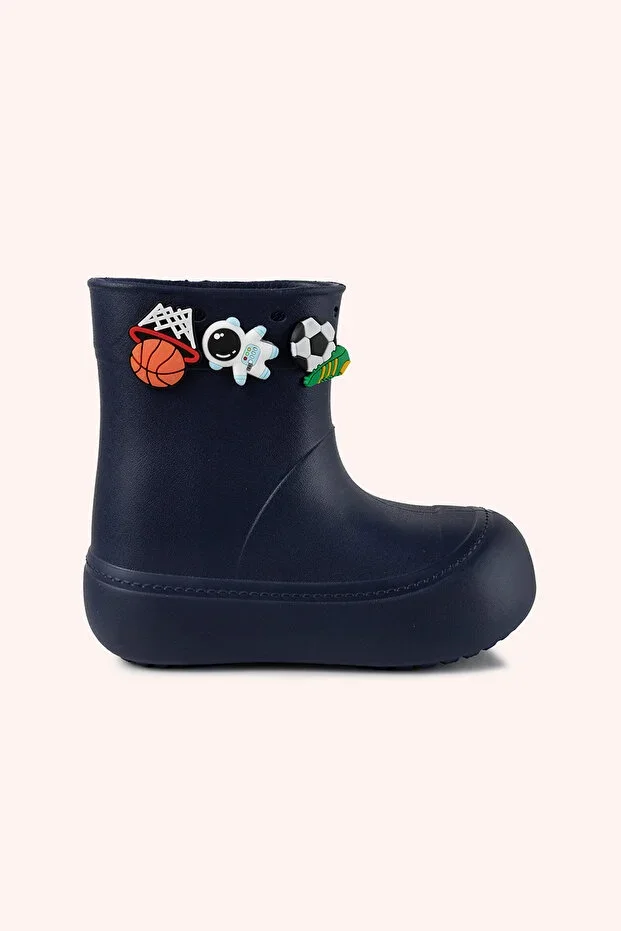 Men's Navy Rain Boots with Accessory