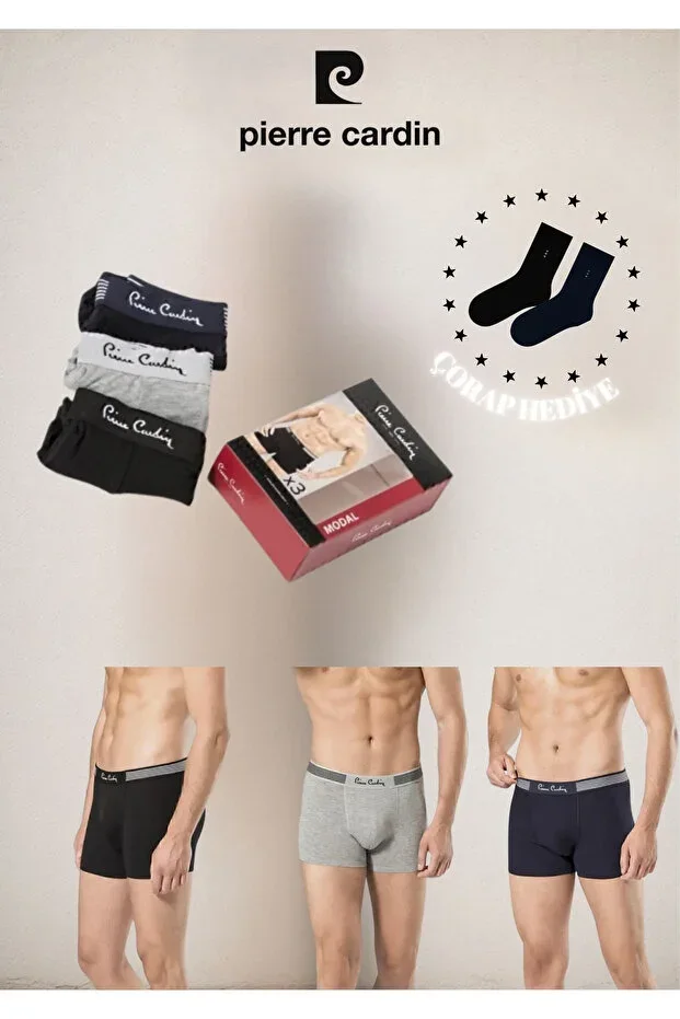 Erkek İç Giyim Kutulu 3 Adet Pamuk & Modal Çok Renkli Boxer L1.PC.360.12.02