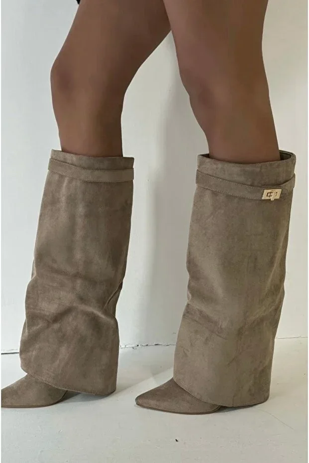 Volante Boot With Gaiter Detail in Mink Suede for Women
