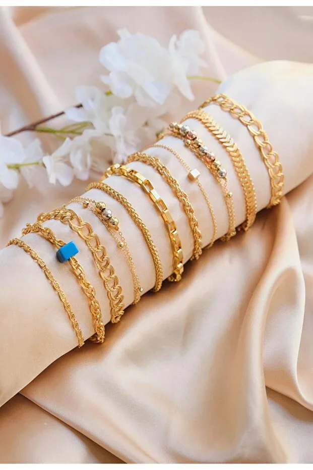 Women's Bracelet Combination Set Gold Plated (11 PCS)