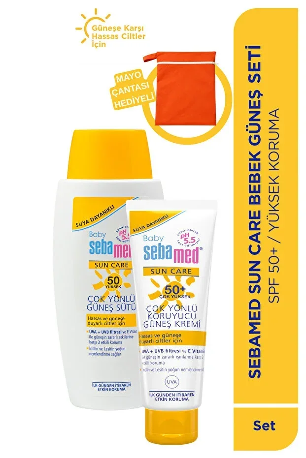 Baby Sun Set SPF 50+ Sun Cream 75 ml and Sunscreen 100 ml Multipurpose Makeup Bag Gift