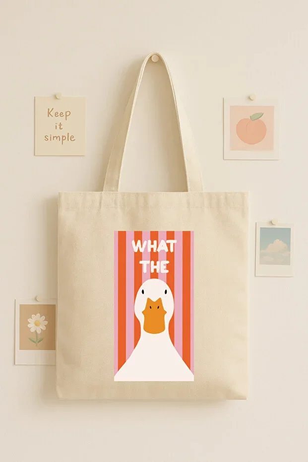 What The Duck Printed Cotton Bag Tote Bag