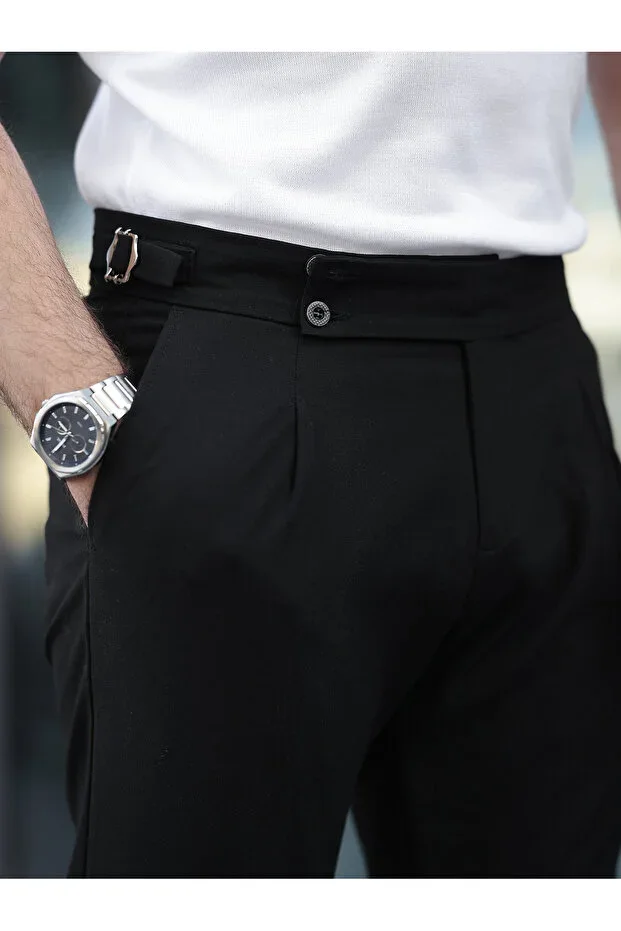 Old Money Pleated Stretchy Fabric Trousers