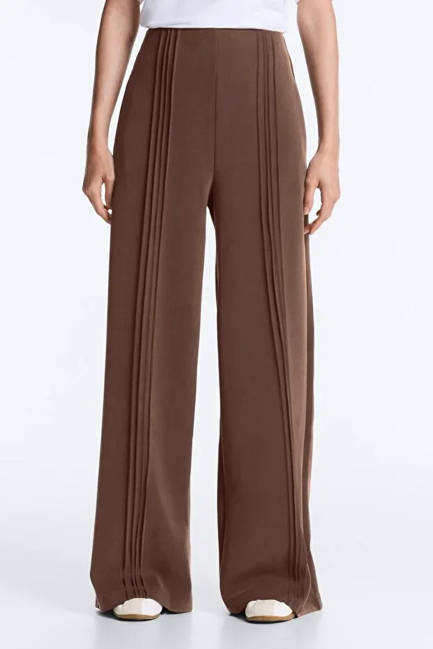 Oysho Ribbed detail straight leg modal trousers