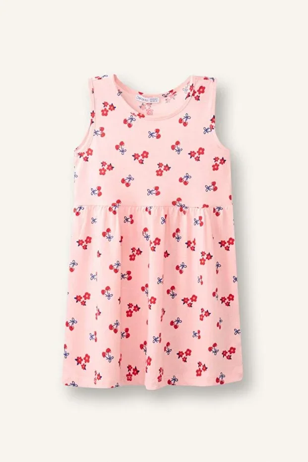 Patterned Sleeveless Light Pink Dress Baby Girl C0074A526SM