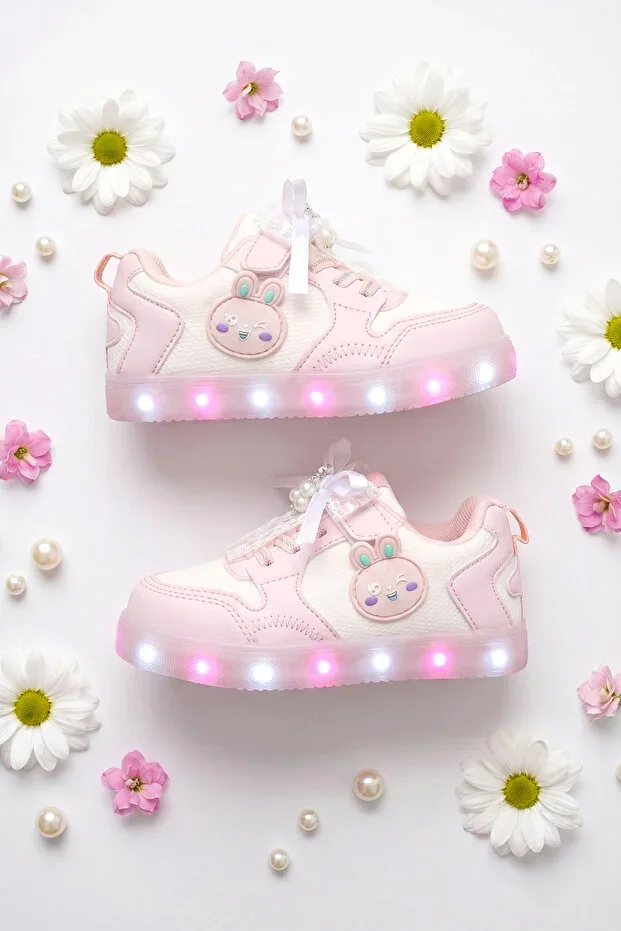 Kids DS Chen Lace Detail Light-Up Children's Shoes Powder Sneaker Casual Sports Shoes