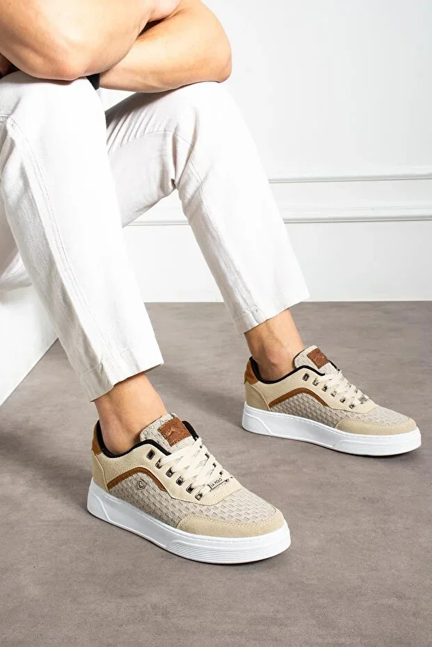 Breathable Beige Men's Sneaker Shoes