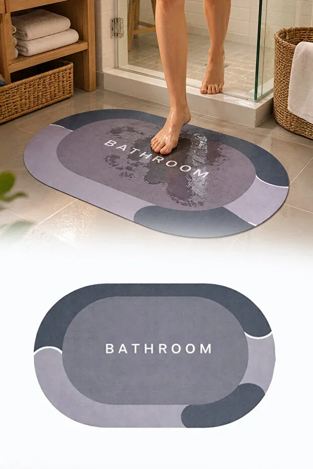 Magic Water Absorbing Bathroom Mat Non-Slip Base 35 Mm Thickness Ablution Foot Drying Mat