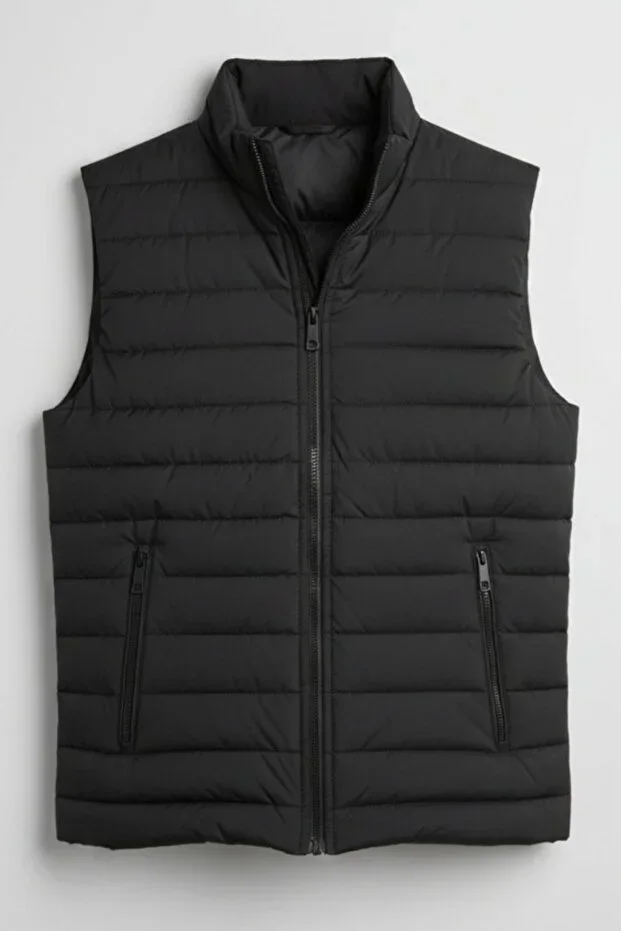 Men's Quilted Lined Padded Vest Double Pocket Zippered