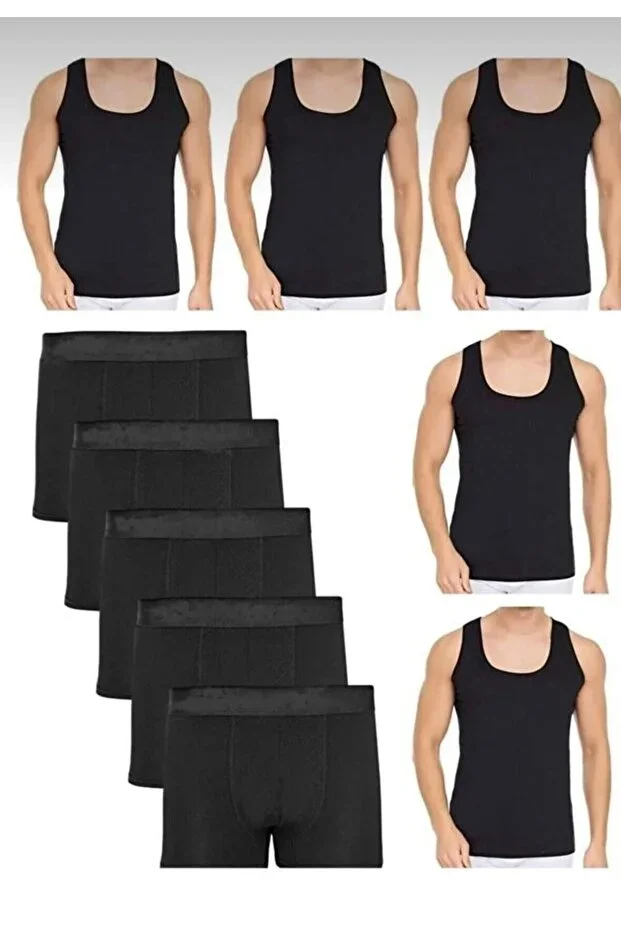Economic 10 Piece Undershirt and Boxer Set 5 Undershirts 5 Boxers