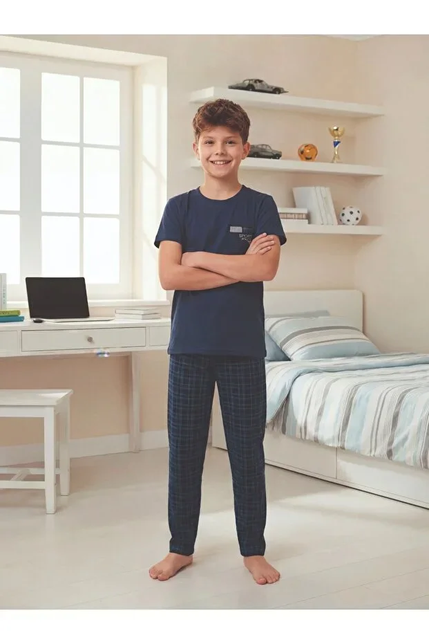 Boys' Plaid Short Sleeve Pajama Set