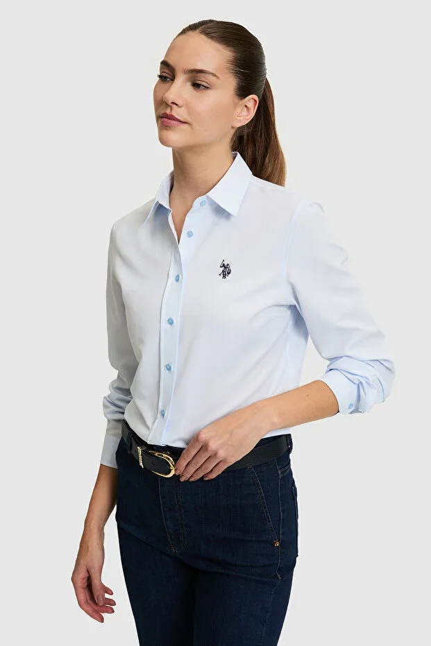 U.S. Polo Assn. Women's Light Blue Long Sleeve Basic Shirt 50324791-VR003