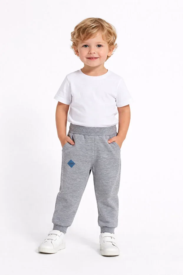 Boys Cotton Sweatpants 2-3-4-5 Years, 2-Thread Knit, Relaxed Fit