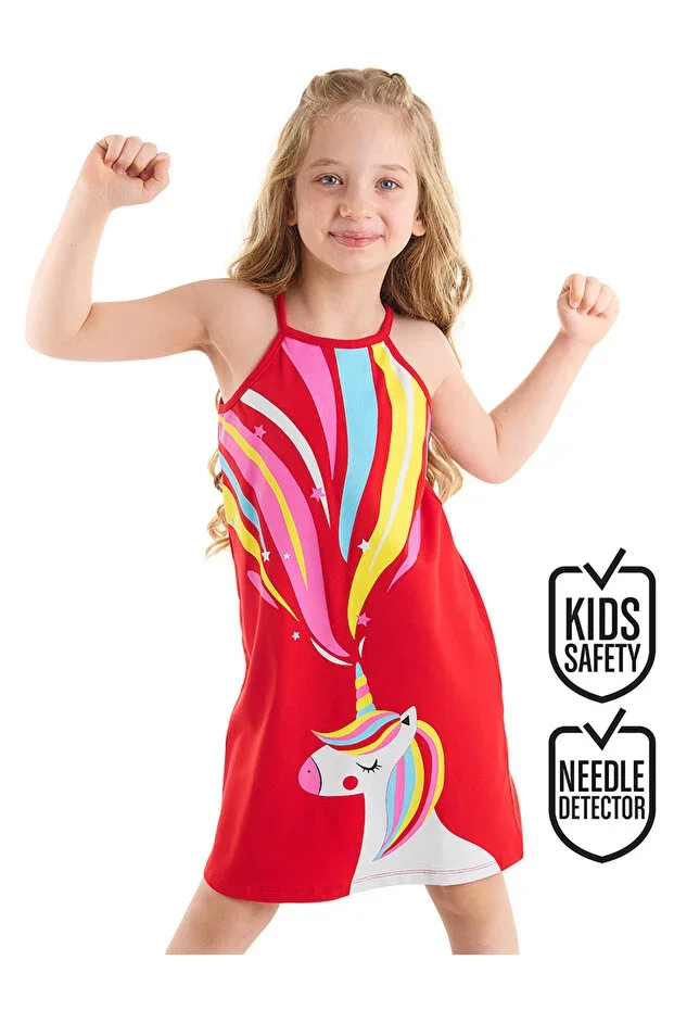 Unicorn Love Girls' Strappy Red Summer Dress