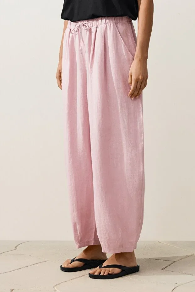 Oysho 100% Linen Balloon Trousers