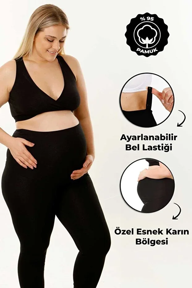 Maternity Leggings Waist Adjustable Black