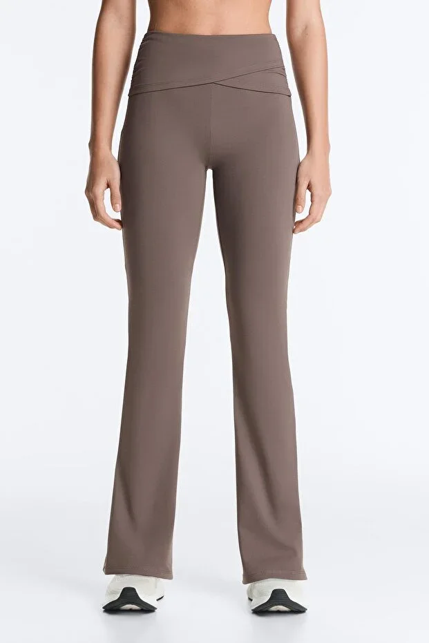 Oysho High-waisted Comfortlux Flare Trousers with Drape Detail