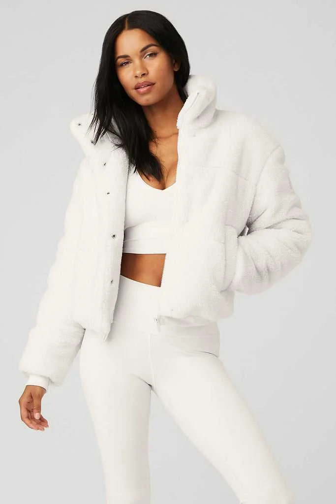 Alo Yoga Snow Angel Puffer Puffer Шапан Ақ | XMLJC-8472