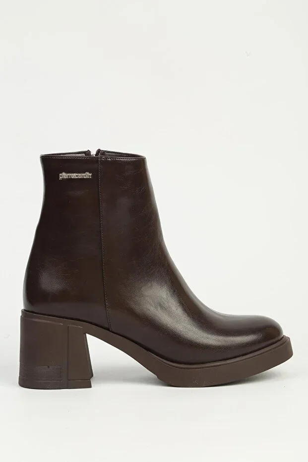 Pierre Cardin Coffee Half Zip Heel Boots PC-55258