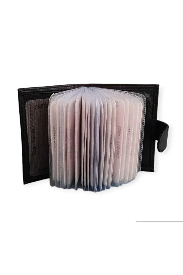 Leather Wallet with Card Holder - Vertical Snap Model
