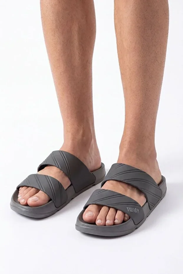Kevin Striped Men's Slippers Grey 40/45