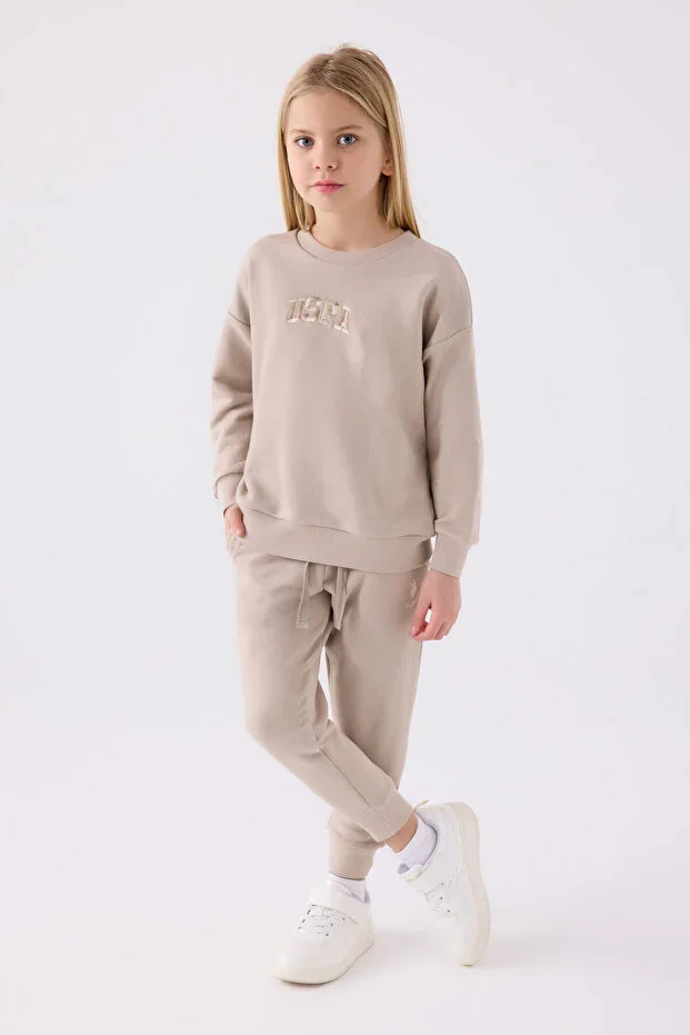 Girls Brown Tracksuit Set