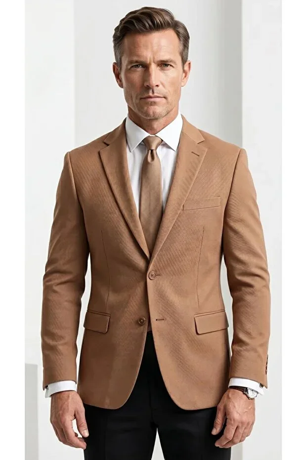 Slim Fit Pique Woven Men's Blazer Jacket – Modern Stylish Casual Outfit
