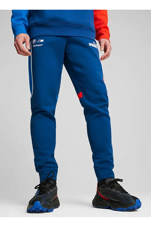62745404 BMW MMS MT7+ SWEAT PANTS C Blue Elastic Waist Regular Fit Block Men's Sweatpants